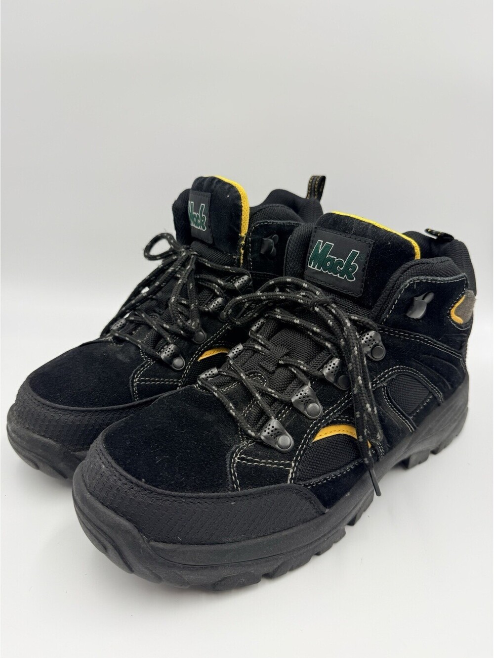 Mack Mens Leather Steel Toe Slip Resistant Work Boots Shoes Size 10 Black